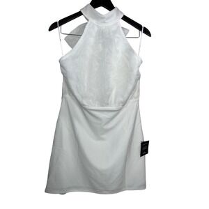 Lulus NWT White Halter Mini Dress XL Bow Back Sorority Rush Bridal Shower